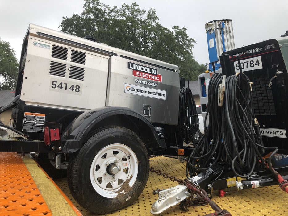 2019 Lincoln Electric Vantage 322 Welder Ready-Pak 3, Two wheel trailer, Fender and Light kit, Cable Rack