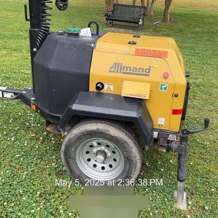 2021 Allmand NLV3GR (4) LED Light Fixture 350W, 23' Vertical Mast, 3kW Prime, Towable, Deep Sea L401, Leveling Jacks, Yanmar T4F 5.8hp