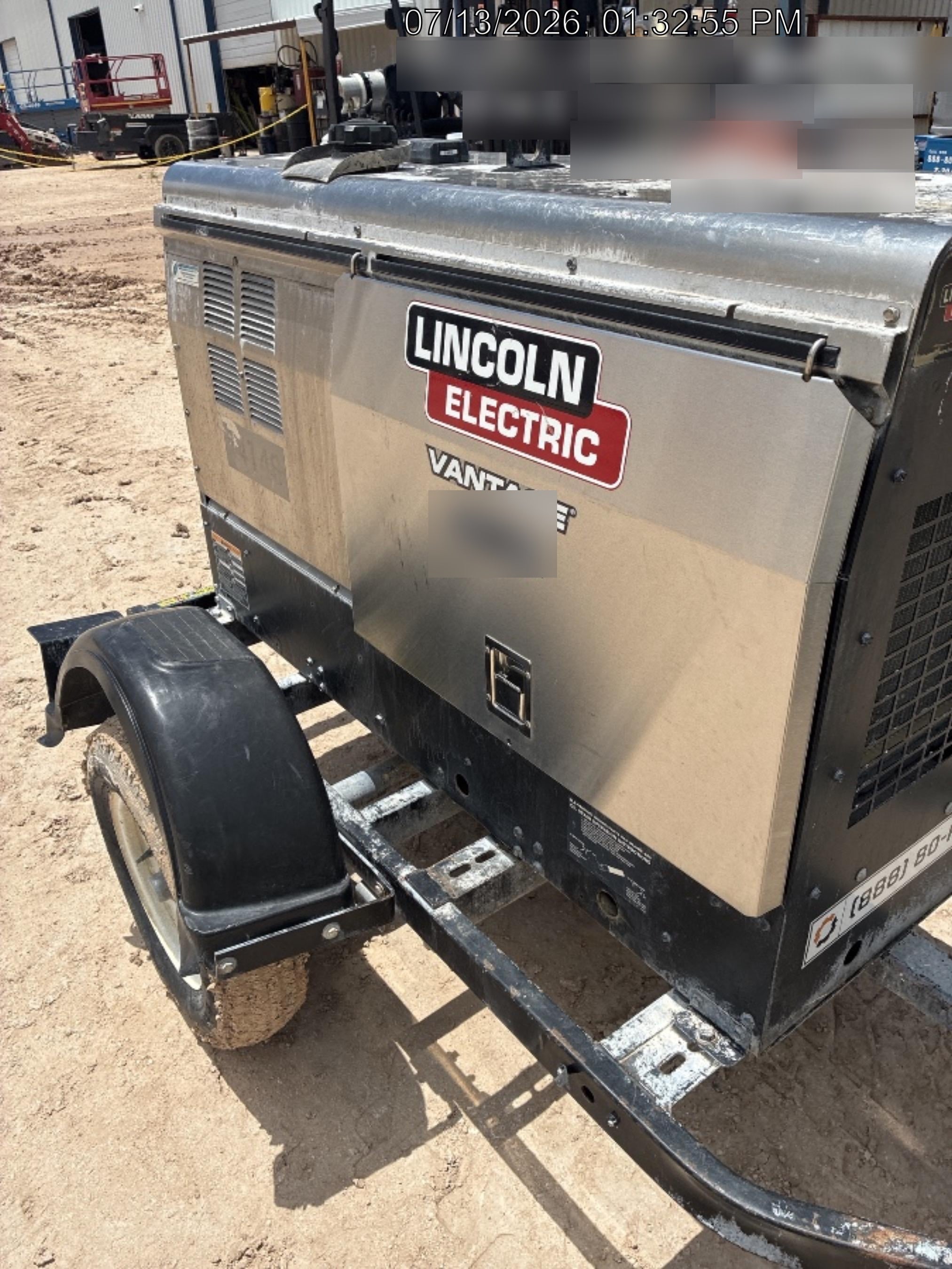 2019 Lincoln Electric Vantage 322 Welder Ready-Pak 3, Two wheel trailer, Fender and Light kit, Cable Rack