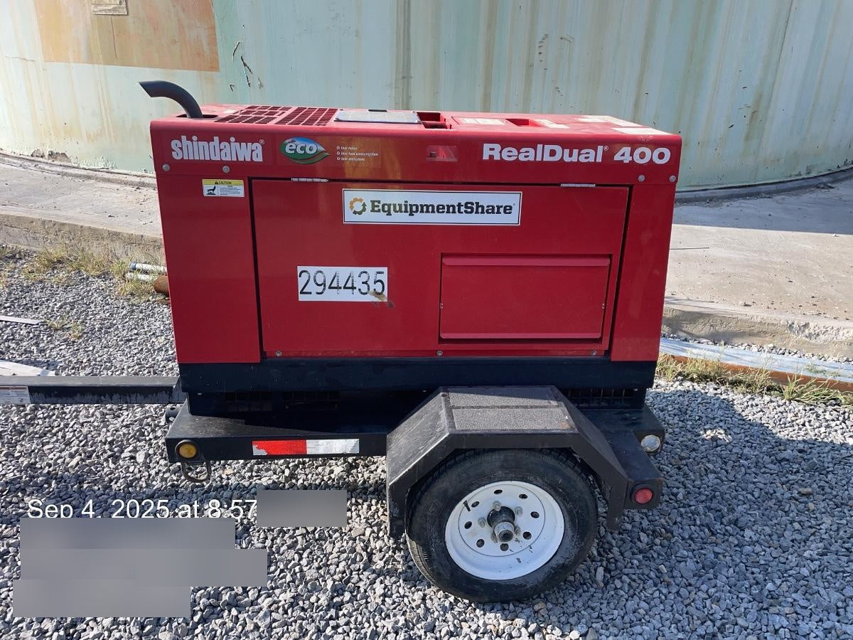 2023 Shindaiwa DGW400MDL Kubota D902 Engine, 23 HP, Dual Op Welder, Wire, Arc, Droop Stick, Tig, and CC Stick Functionality, Simulphase, 3 Phase and 1 Phase Gen Output, Single Axle NB Trlr, Slr Trckl Chrg 12V 12W, Fire Ext