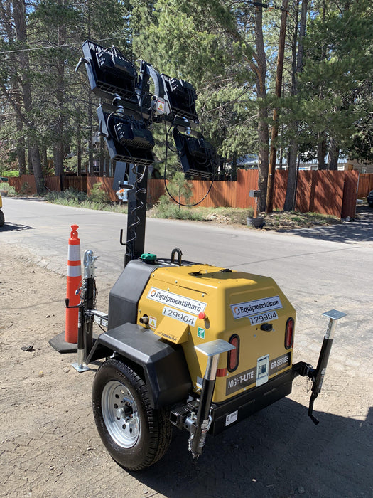 2021 Allmand NLV3GR (4) LED Light Fixture 350W, 23' Vertical Mast, 3kW Prime, Towable, Deep Sea L401, Leveling Jacks, Yanmar T4F 5.8hp