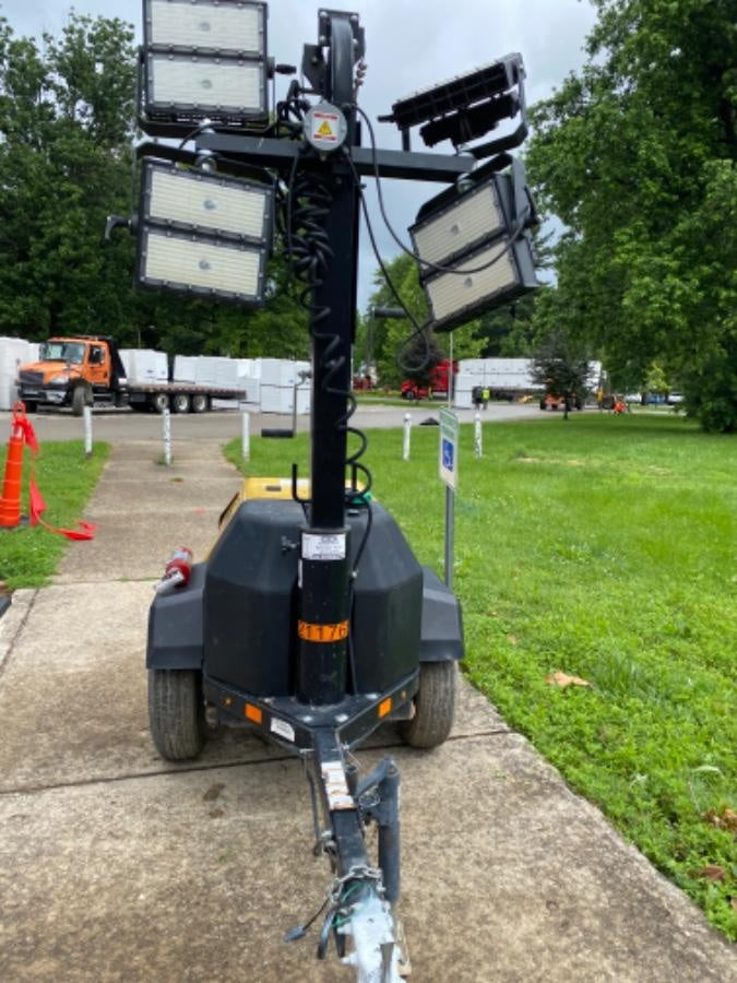 2022 Allmand NLV3GR (4) LED Light Fixture 350W, 23' Vertical Mast, 3kW Prime, Towable, Deep Sea L401, Leveling Jacks, Yanmar T4F 5.8hp