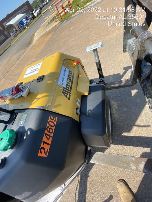 2022 Allmand NLV3GR (4) LED Light Fixture 350W, 23' Vertical Mast, 3kW Prime, Towable, Deep Sea L401, Leveling Jacks, Yanmar T4F 5.8hp