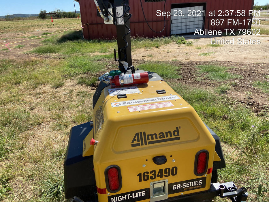 2021 Allmand NLV3GR (4) LED Light Fixture 350W, 23' Vertical Mast, 3kW Prime, Towable, Deep Sea L401, Leveling Jacks, Yanmar T4F 5.8hp