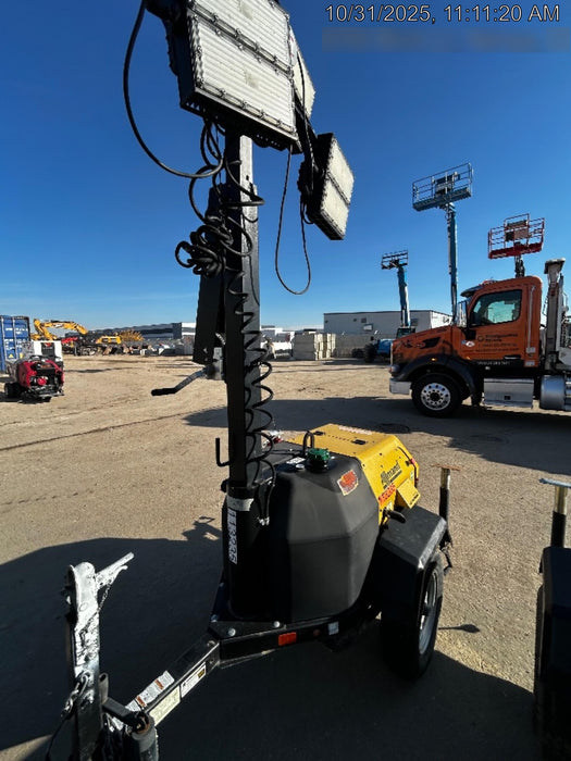 2020 Allmand NLV3GR (4) LED Light Fixture 350W, 23' Vertical Mast, 3kW Prime, Towable, Deep Sea L401, Leveling Jacks, Yanmar T4F 5.8hp