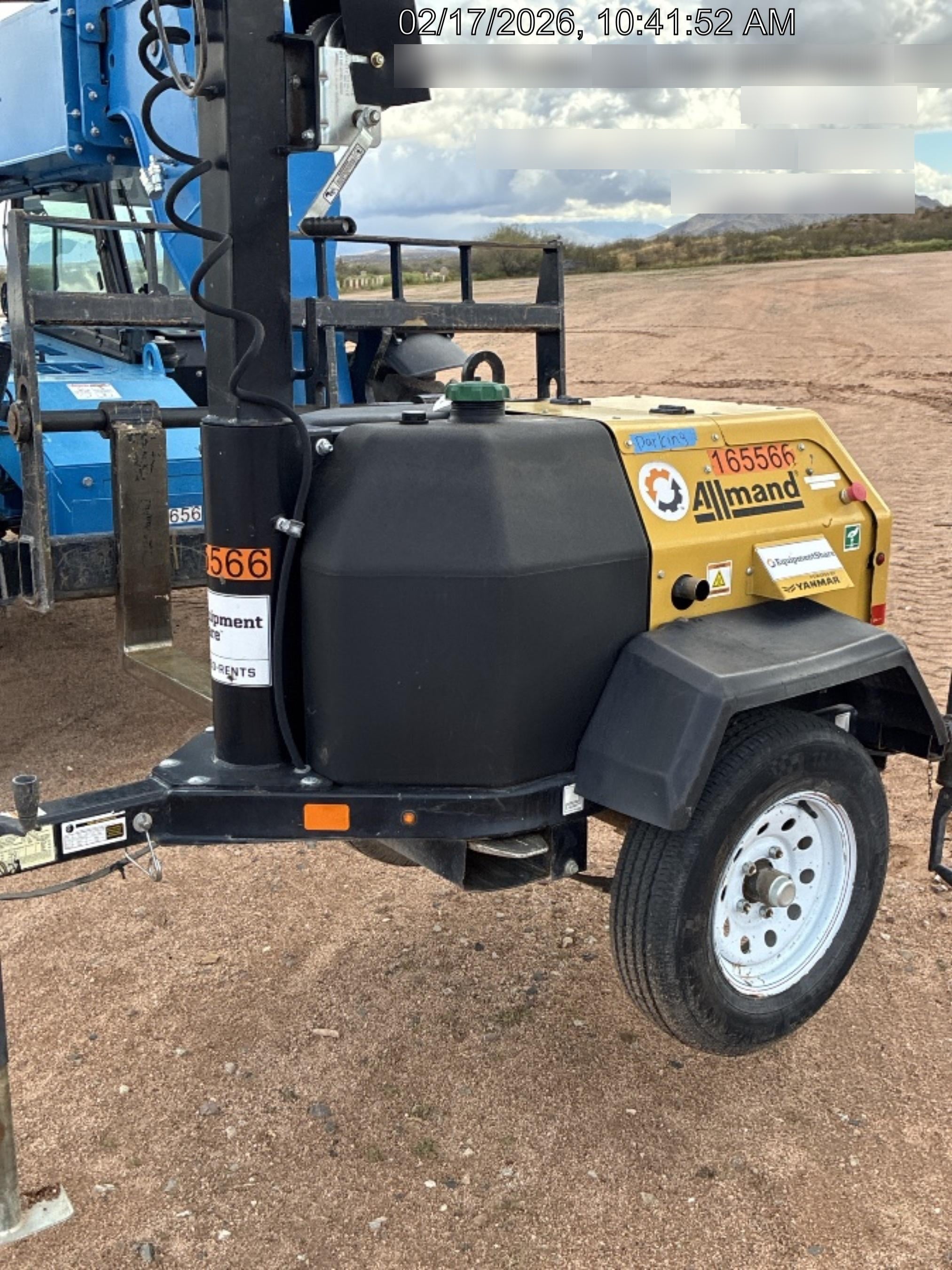 2021 Allmand NLV3GR (4) LED Light Fixture 350W, 23' Vertical Mast, 3kW Prime, Towable, Deep Sea L401, Leveling Jacks, Yanmar T4F 5.8hp