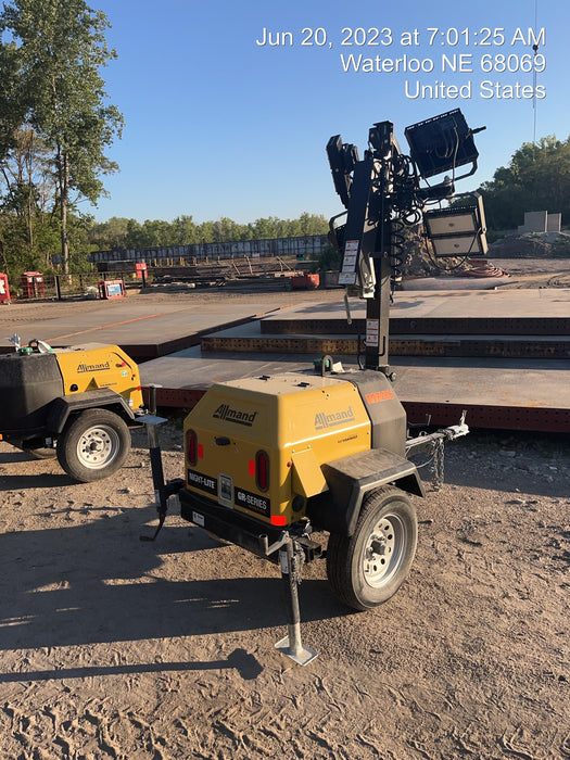 2020 Allmand NLV3GR (4) LED Light Fixture 350W, 23' Vertical Mast, 3kW Prime, Towable, Deep Sea L401, Leveling Jacks, Yanmar T4F 5.8hp