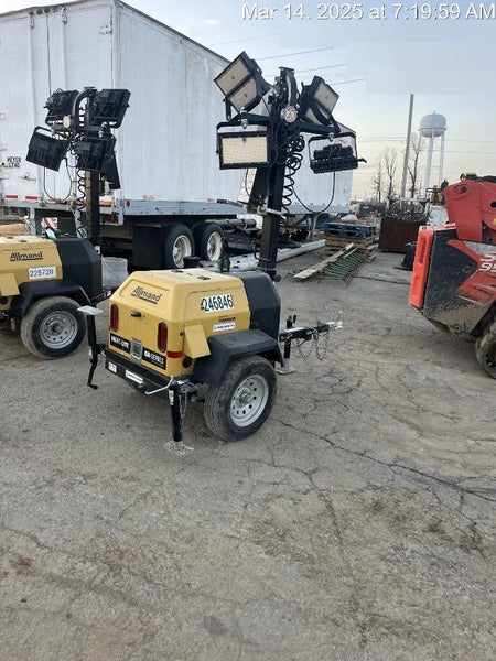 2022 Allmand NLV3GR (4) LED Light Fixture 350W, 23' Vertical Mast, 3kW Prime, Towable, ES Decals, T3