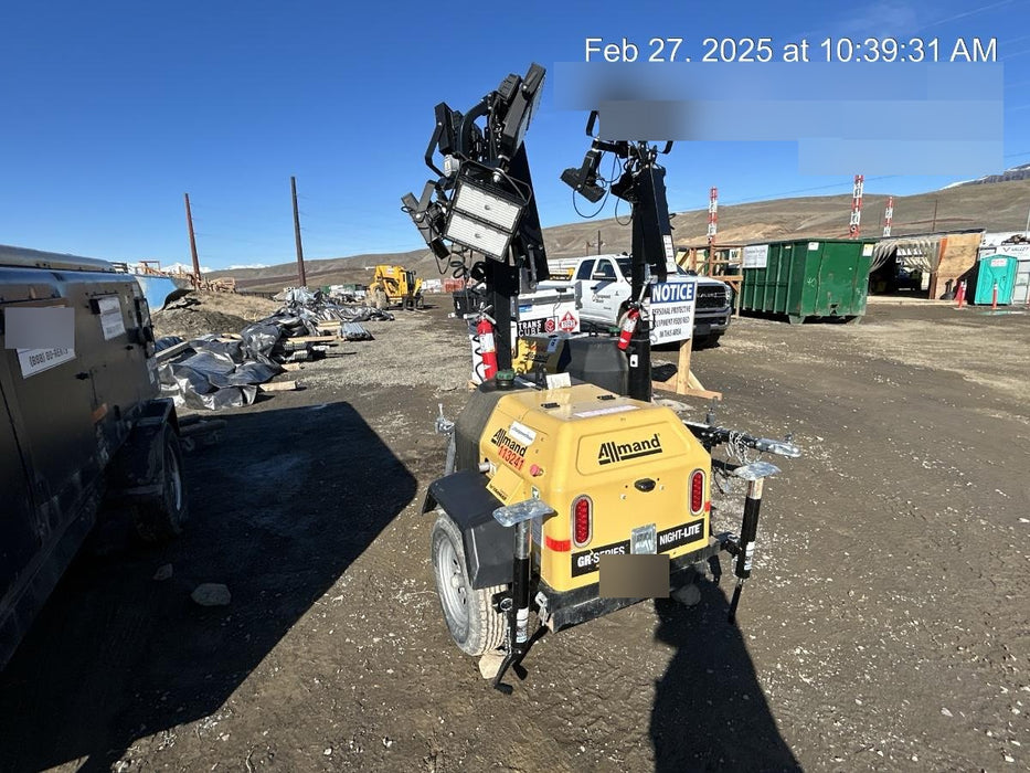 2021 Allmand NLV3GR (4) LED Light Fixture 350W, 23' Vertical Mast, 3kW Prime, Towable, Deep Sea L401, Leveling Jacks, Yanmar T4F 5.8hp