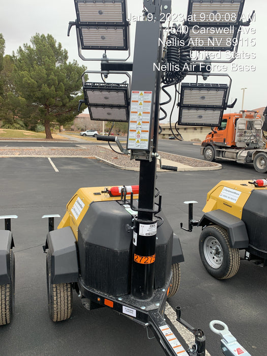 2022 Allmand NLV3GR (4) LED Light Fixture 350W, 23' Vertical Mast, 3kW Prime, Towable, ES Decals, T3
