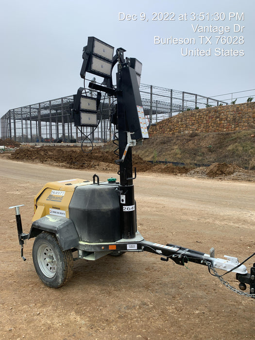 2022 Allmand NLV3GR (4) LED Light Fixture 350W, 23' Vertical Mast, 3kW Prime, Towable, ES Decals, T3