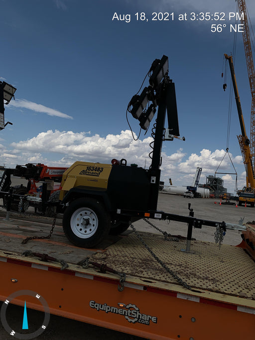 2021 Allmand NLV3GR (4) LED Light Fixture 350W, 23' Vertical Mast, 3kW Prime, Towable, Deep Sea L401, Leveling Jacks, Yanmar T4F 5.8hp