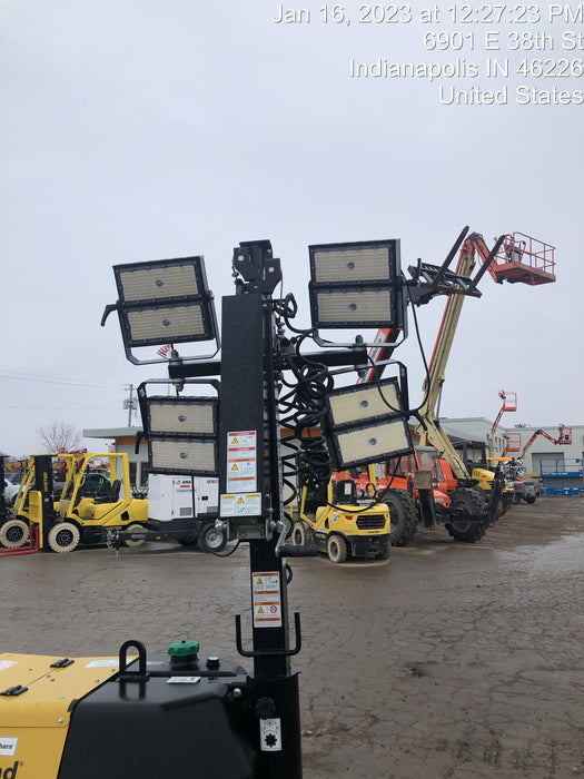 2021 Allmand NLV3GR (4) LED Light Fixture 350W, 23' Vertical Mast, 3kW Prime, Towable, Deep Sea L401, Leveling Jacks, Yanmar T4F 5.8hp