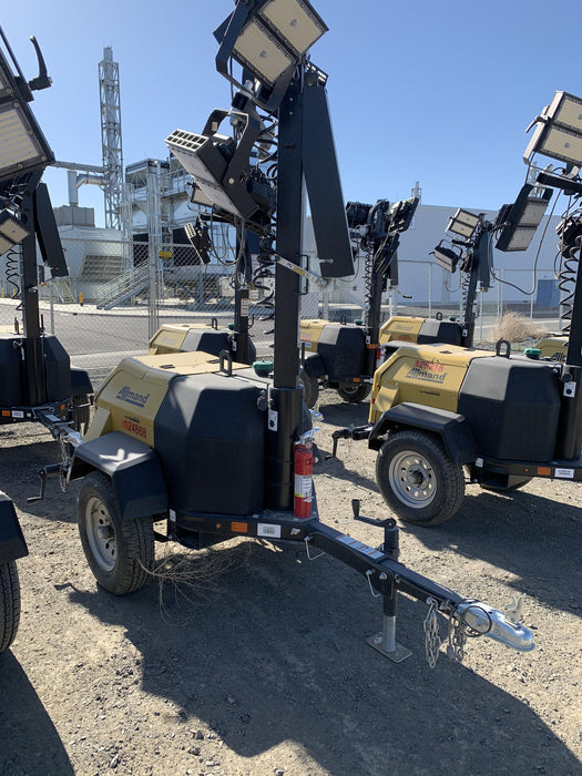 2020 Allmand NLV3GR (4) LED Light Fixture 350W, 23' Vertical Mast, 3kW Prime, Towable, Deep Sea L401, Leveling Jacks, Yanmar T4F 5.8hp