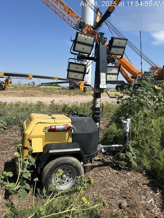 2022 Allmand NLV3GR (4) LED Light Fixture 350W, 23' Vertical Mast, 3kW Prime, Towable, Deep Sea L401, Leveling Jacks, Yanmar T4F 5.8hp