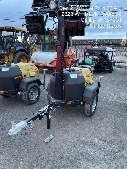 2022 Allmand NLV3GR (4) LED Light Fixture 350W, 23' Vertical Mast, 3kW Prime, Towable, ES Decals, T3