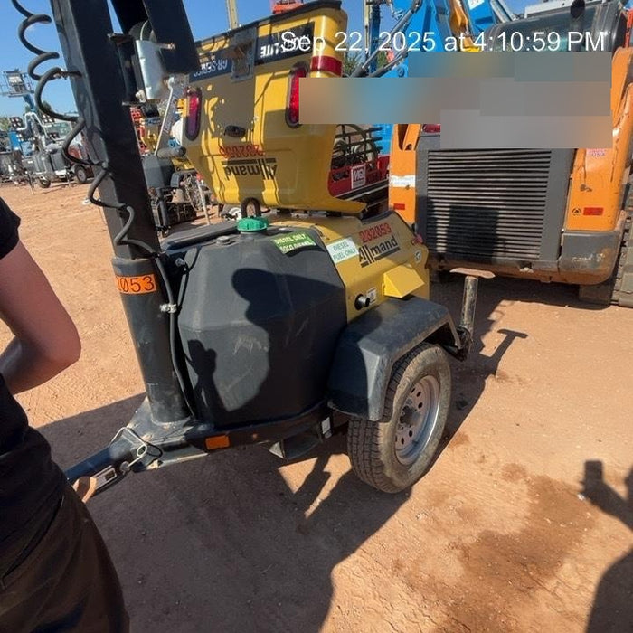 2022 Allmand NLV3GR (4) LED Light Fixture 350W, 23' Vertical Mast, 3kW Prime, Towable, Deep Sea L401, Leveling Jacks, Yanmar T4F 5.8hp