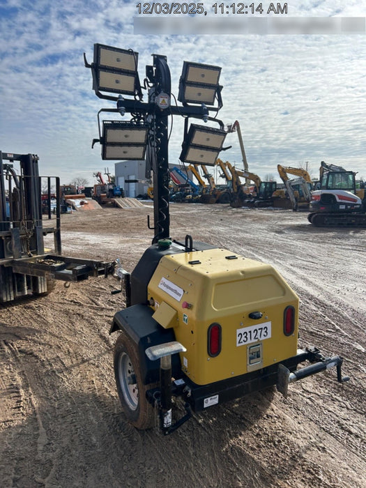 2022 Allmand NLV3GR (4) LED Light Fixture 350W, 23' Vertical Mast, 3kW Prime, Towable, Deep Sea L401, Leveling Jacks, Yanmar T4F 5.8hp