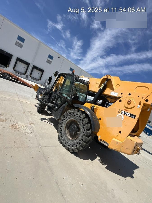 2019 JCB 510-56 Enclosed Cab, 74 HP, Solid Tires, Worklights, Beacon, Aux Hydraulics, Lifting Eye w/66" Carriage/60" Forks
