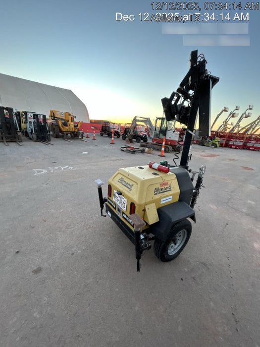 2022 Allmand NLV3GR (4) LED Light Fixture 350W, 23' Vertical Mast, 3kW Prime, Towable, Deep Sea L401, Leveling Jacks, Yanmar T4F 5.8hp