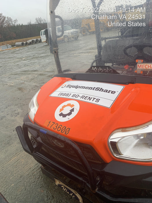 2021 Kubota RTV-X1140W-H Plastic Canopy, Windshield Acrylic Clear, LED Strobe Light, Wire Harness Kit, Back up Alarm