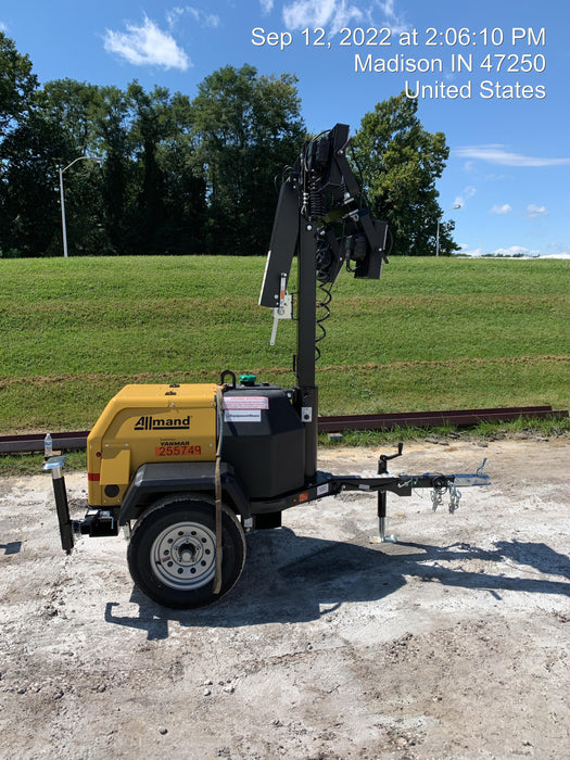 2022 Allmand NLV3GR (4) LED Light Fixture 350W, 23' Vertical Mast, 3kW Prime, Towable, ES Decals, T3