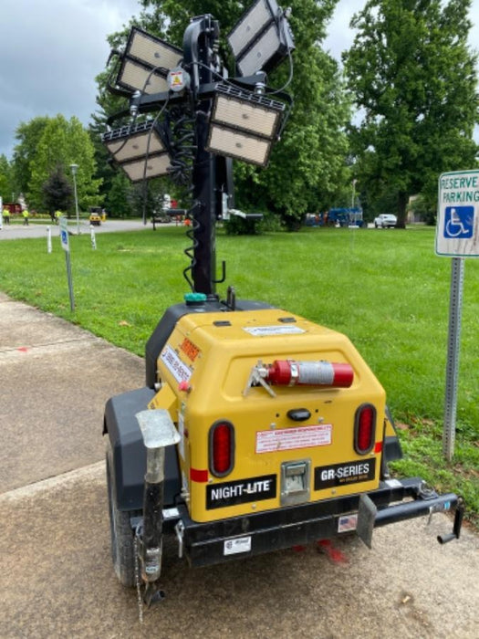 2022 Allmand NLV3GR (4) LED Light Fixture 350W, 23' Vertical Mast, 3kW Prime, Towable, ES Decals, T3