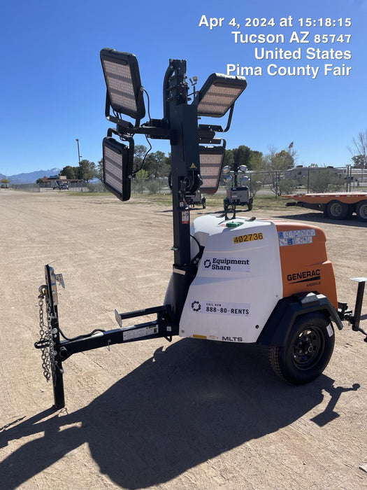 2024 Generac MLT2 Diesel, Flex Switch 120V Input, Powerzone Controller, 
(4) 320W LED Lights, 4kW Generator, 39.9 Gal Fuel Tank, 2" Ball, T3