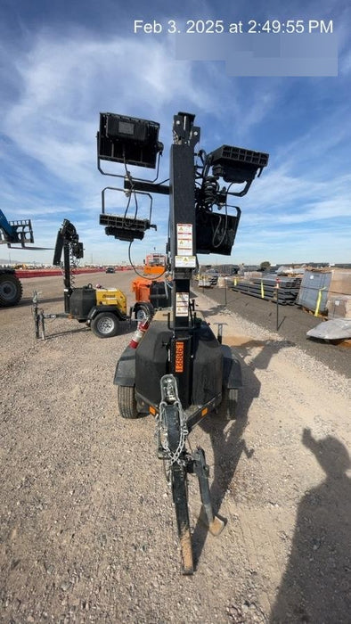 Allmand NLV3GR (4) LED Light Fixture 350W, 23' Vertical Mast, 3kW Prime, Towable, Deep Sea L401, Leveling Jacks, Yanmar T4F 5.8hp