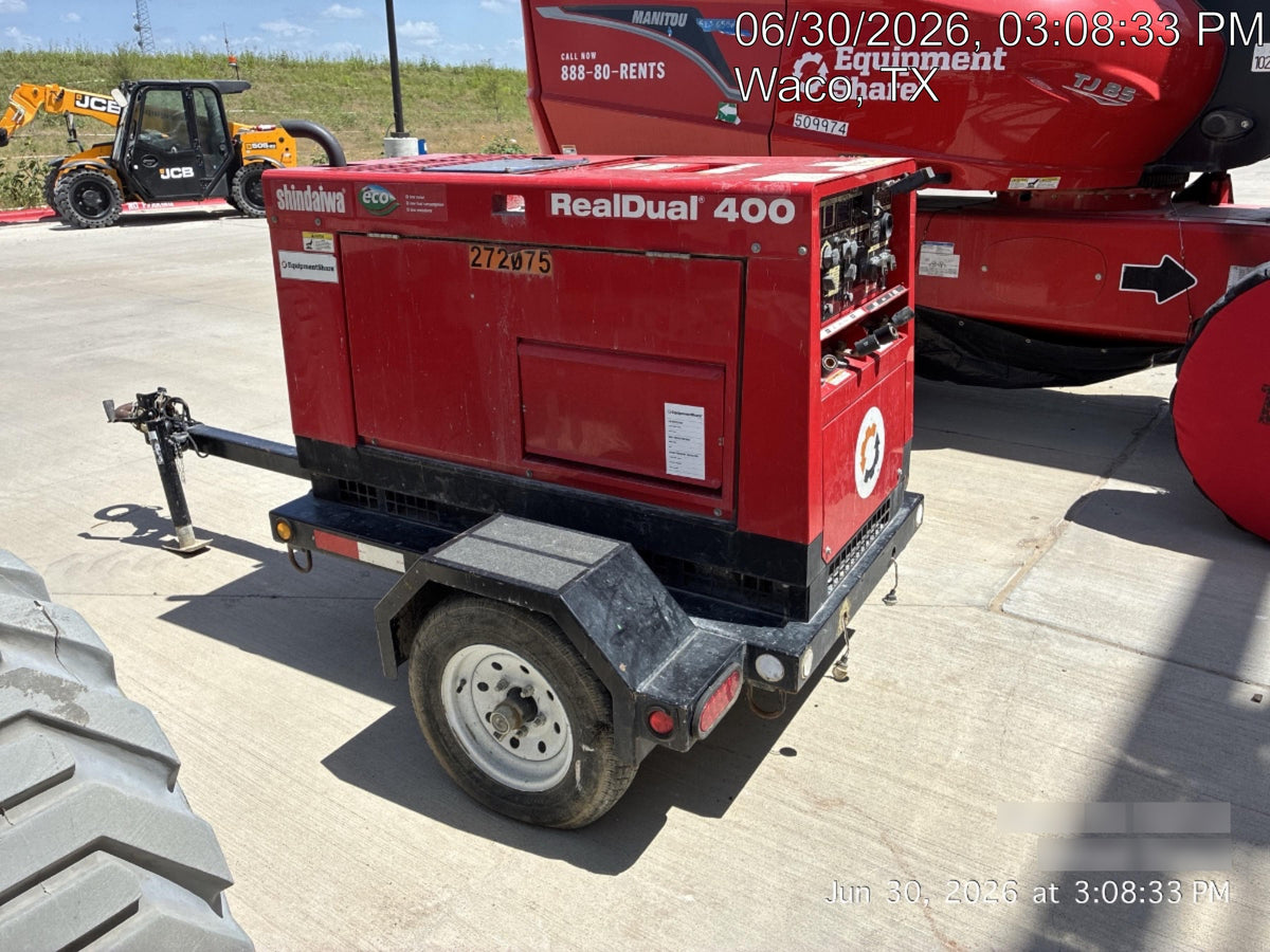 2022 Shindaiwa DGW400MDL Kubota D902 Engine, 23 HP, Dual Op Welder, Wire, Arc, Droop Stick, Tig, and CC Stick Functionality, Simulphase, 3 Phase and 1 Phase Gen Output, Single Axle NB Trlr, Slr Trckl Chrg 12V 12W, Fire Ext