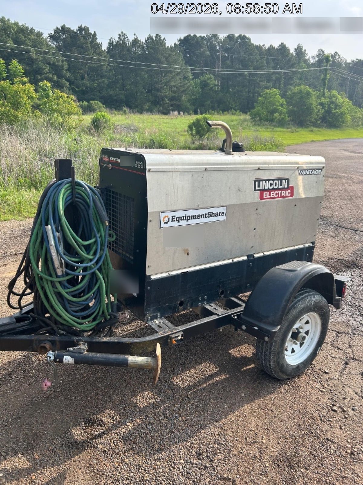 2019 Lincoln Electric Vantage 322 Ready-Pak 3, Two Wheel Trailer, Fender and Light Kit, Cable Rack