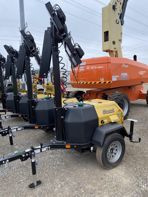 2022 Allmand NLV3GR (4) LED Light Fixture 350W, 23' Vertical Mast, 3kW Prime, Towable, ES Decals, T3