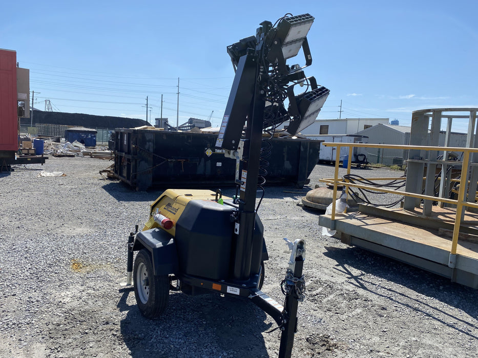 2022 Allmand NLV3GR (4) LED Light Fixture 350W, 23' Vertical Mast, 3kW Prime, Towable, Deep Sea L401, Leveling Jacks, Yanmar T4F 5.8hp