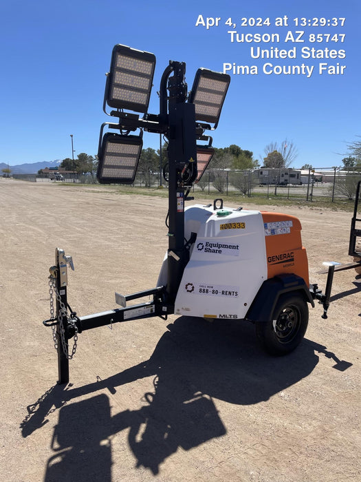 2024 Generac MLT2 Diesel, Flex Switch 120V Input, Powerzone Controller, 
(4) 320W LED Lights, 4kW Generator, 39.9 Gal Fuel Tank, 2" Ball, T3