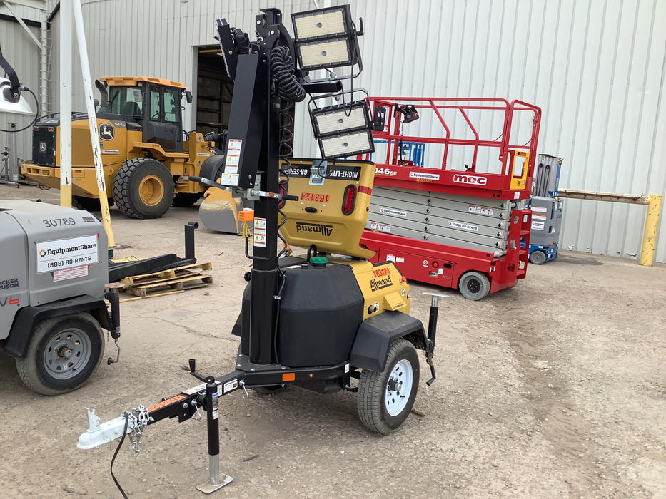 2021 Allmand NLV3GR (4) LED Light Fixture 350W, 23' Vertical Mast, 3kW Prime, Towable, Deep Sea L401, Leveling Jacks, Yanmar T4F 5.8hp