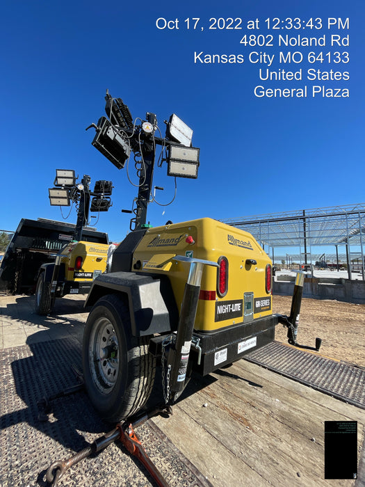 2022 Allmand NLV3GR (4) LED Light Fixture 350W, 23' Vertical Mast, 3kW Prime, Towable, ES Decals, T3