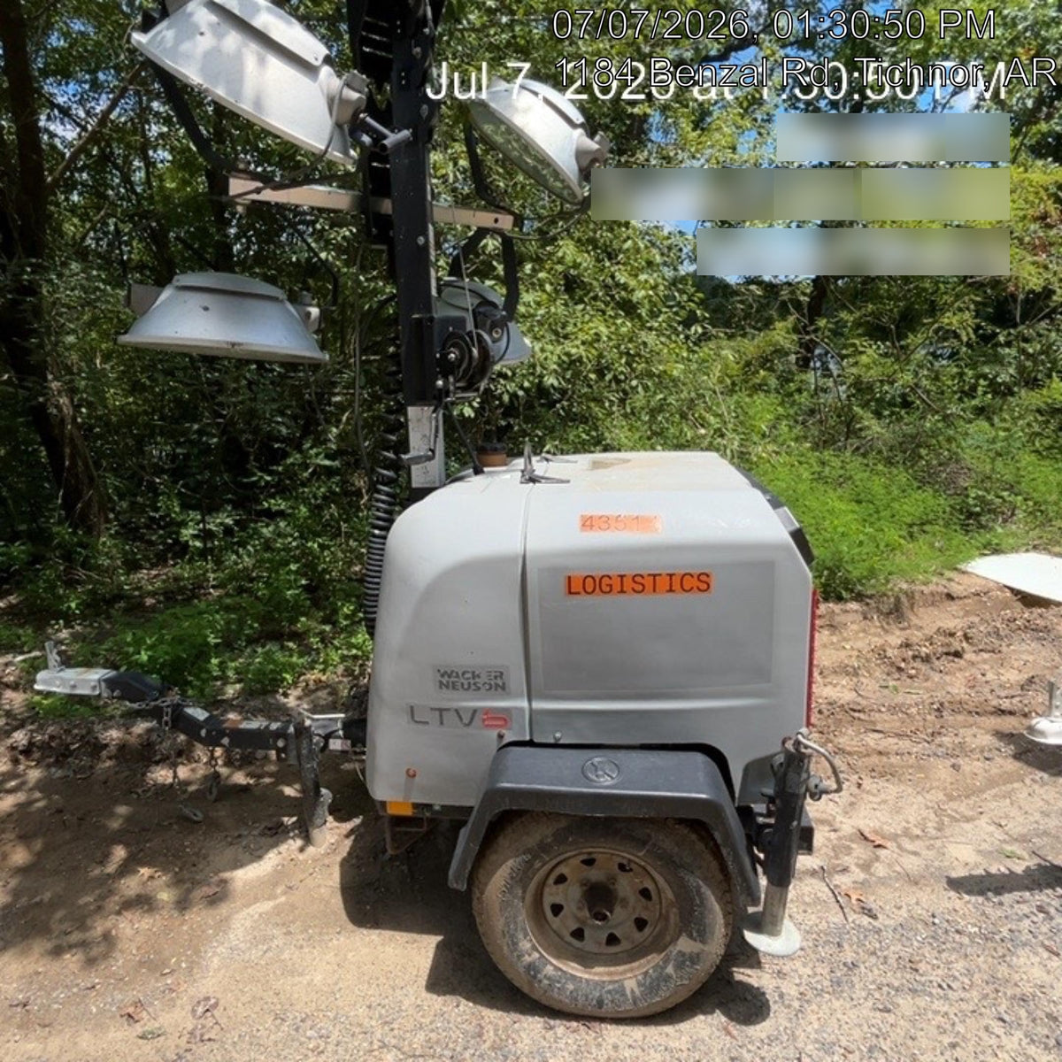2019 Wacker Neuson LTV6L-MH Wacker Neuson LTV6L Mobile Light Tower w/Fuel Level Sensor Installed
