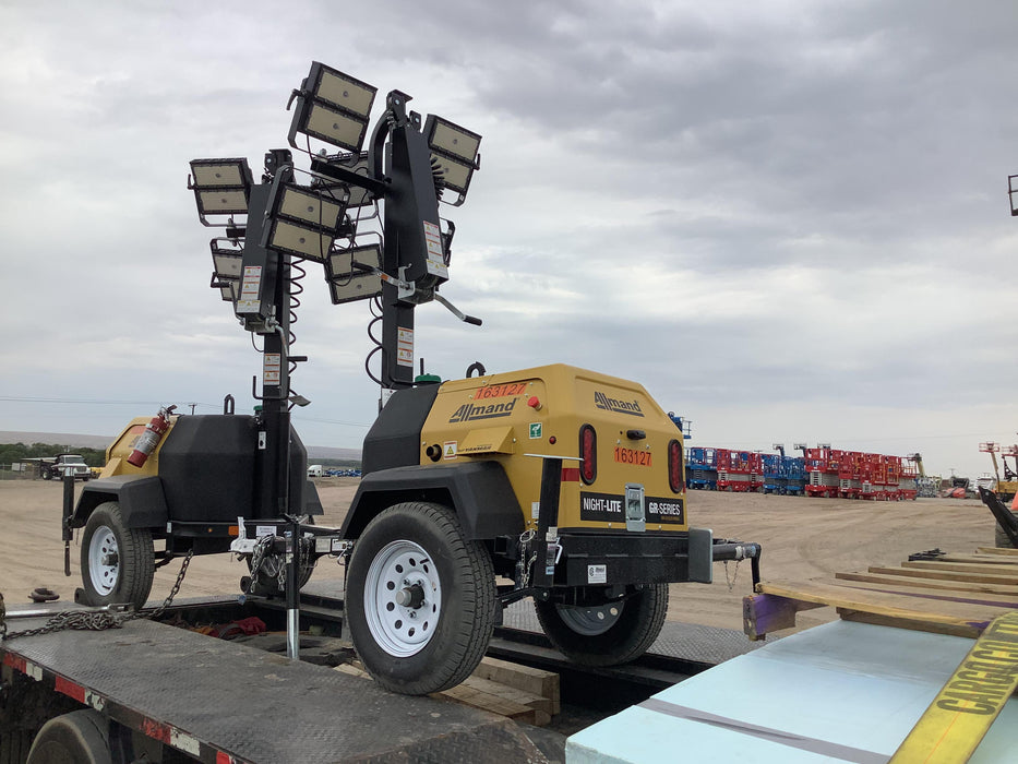 2021 Allmand NLV3GR (4) LED Light Fixture 350W, 23' Vertical Mast, 3kW Prime, Towable, Deep Sea L401, Leveling Jacks, Yanmar T4F 5.8hp