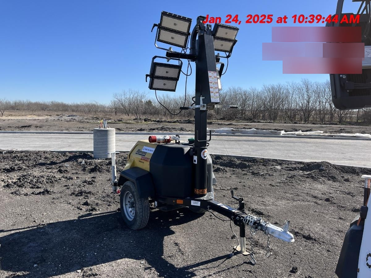 2022 Allmand NLV3GR (4) LED Light Fixture 350W, 23' Vertical Mast, 3kW Prime, Towable, ES Decals, T3