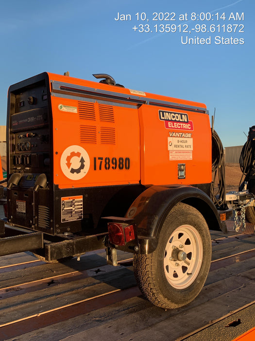 2021 Lincoln Electric Vantage 322 Vantage 322 Ready Pak 3 w/ Decals, ORANGE (includes trailer, cable rack, fender light kit) NO Telematics