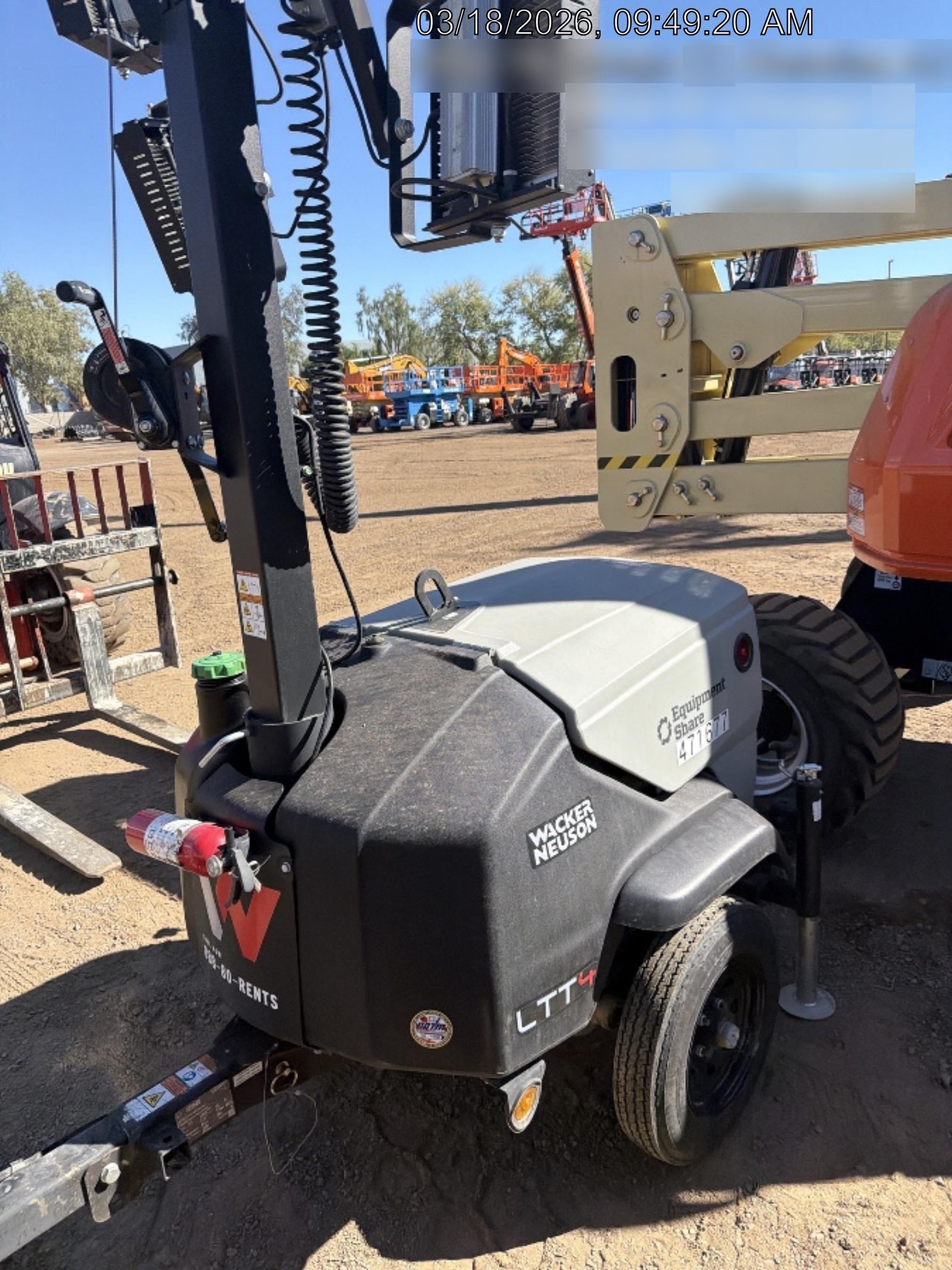 2024 Wacker Neuson LTT4 Diesel, Kohler KDW702, Deep Sea Controller, Auto Start, LED 320W, Bypass Outlet, T3