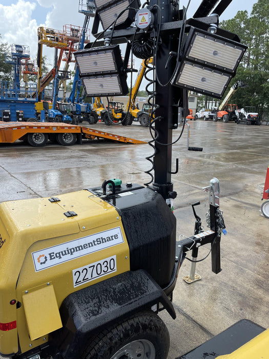 2022 Allmand NLV3GR (4) LED Light Fixture 350W, 23' Vertical Mast, 3kW Prime, Towable, Deep Sea L401, Leveling Jacks, Yanmar T4F 5.8hp