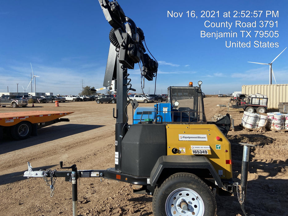 2021 Allmand NLV3GR (4) LED Light Fixture 350W, 23' Vertical Mast, 3kW Prime, Towable, Deep Sea L401, Leveling Jacks, Yanmar T4F 5.8hp