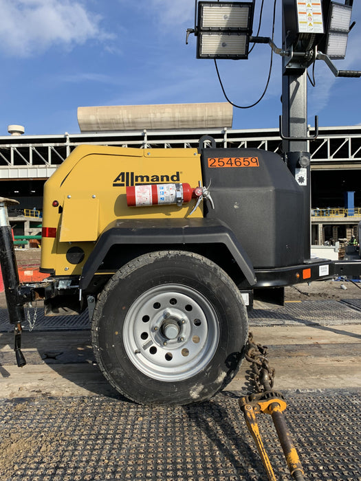 2022 Allmand NLV3GR (4) LED Light Fixture 350W, 23' Vertical Mast, 3kW Prime, Towable, ES Decals, T3