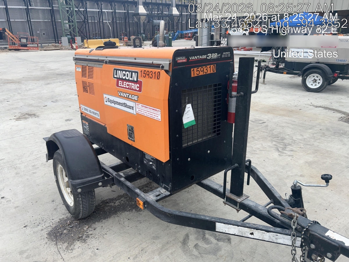 2021 Lincoln Electric Vantage 322 Vantage 322 Ready Pak 3 w/ Decals, ORANGE (includes trailer, cable rack, fender light kit) NO Telematics