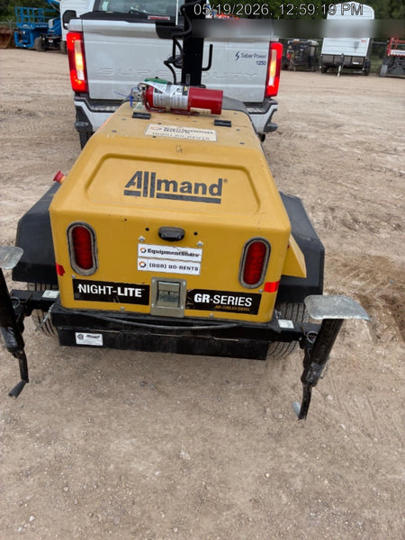 2022 Allmand NLV3GR (4) LED Light Fixture 350W, 23' Vertical Mast, 3kW Prime, Towable, Deep Sea L401, Leveling Jacks, Yanmar T4F 5.8hp