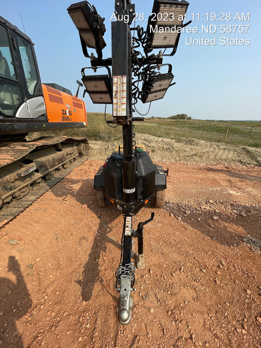 2022 Allmand NLV3GR (4) LED Light Fixture 350W, 23' Vertical Mast, 3kW Prime, Towable, ES Decals, T3