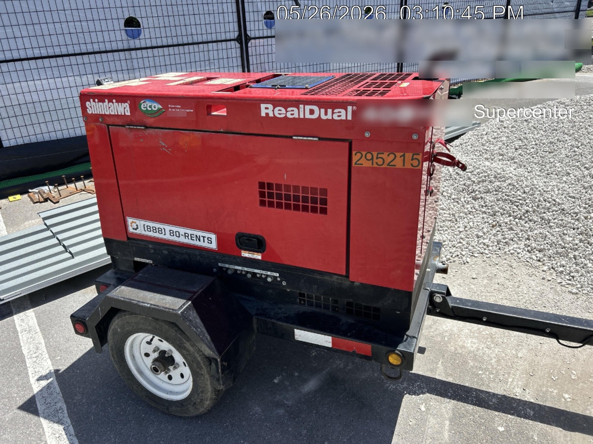 2023 Shindaiwa DGW400MDL Kubota D902 Engine, 23 HP, Dual Op Welder, Wire, Arc, Droop Stick, Tig, and CC Stick Functionality, Simulphase, 3 Phase and 1 Phase Gen Output, Single Axle NB Trlr, Slr Trckl Chrg 12V 12W, Fire Ext