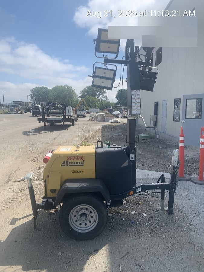 2022 Allmand NLV3GR (4) LED Light Fixture 350W, 23' Vertical Mast, 3kW Prime, Towable, ES Decals, T3