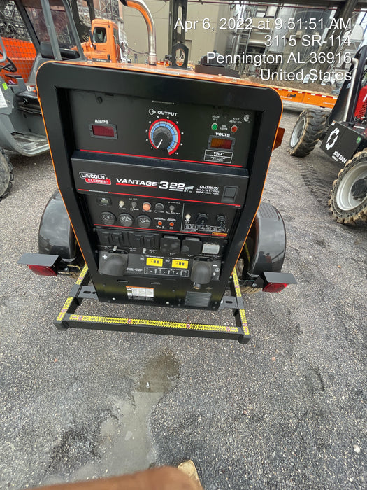 2021 Lincoln Electric Vantage 322 Vantage 322 Ready Pak 3 w/ Decals, ORANGE (includes trailer, cable rack, fender light kit) NO Telematics